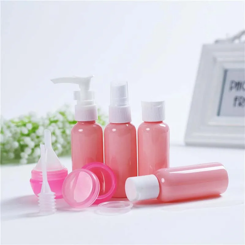 

6 Pcs/Set Refillable Travel Face Cream Container Bottle Portable Cosmetic Empty Jar Pot Makeup Pressing Spray Bottle Kit