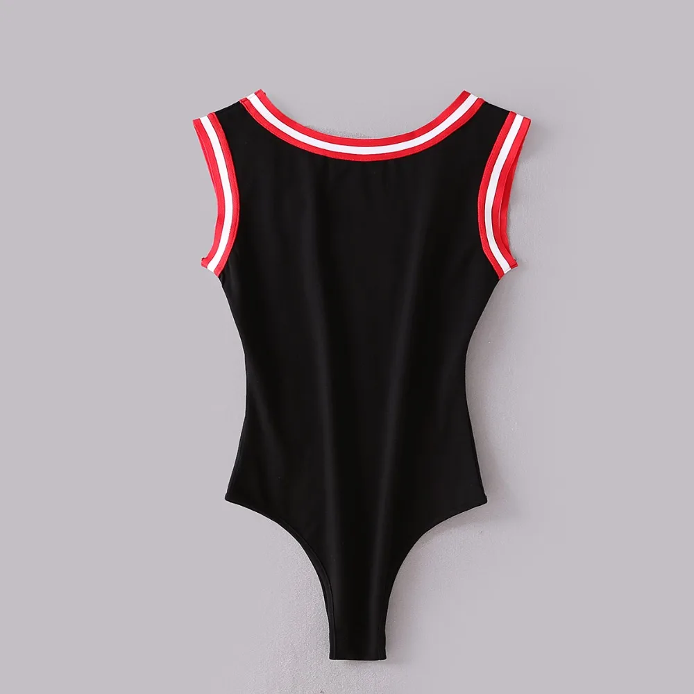 Vintage Autumn Sexy Slim Bodysuits Women Letter Print Rompers Overalls Slim Skinny Tight Jumpsuit Undershirt Playsuits tops