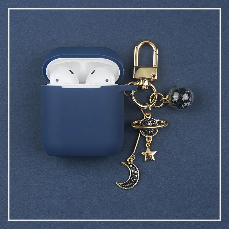 Роскошный декоративный силиконовый чехол со звездами и Луной для Apple Airpods, чехол s, аксессуары, беспроводные Bluetooth наушники, защитный чехол