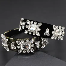 Барокко квадратный горный хрусталь капли воды геометрический красивый головной убор квадратный горный хрусталь цветок Геометрическая повязка на голову 849