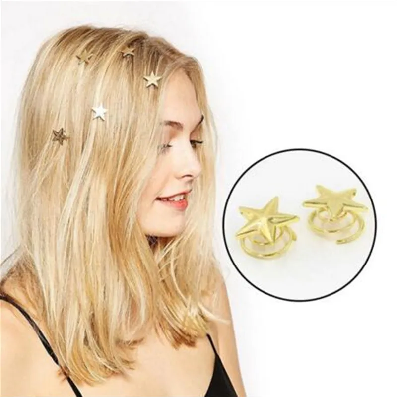 

New Fashion Hairwear Gold Color Stars Shaped Hairpin Hair Sticks Hairbands For Women Girl Hair Styling Tools t17