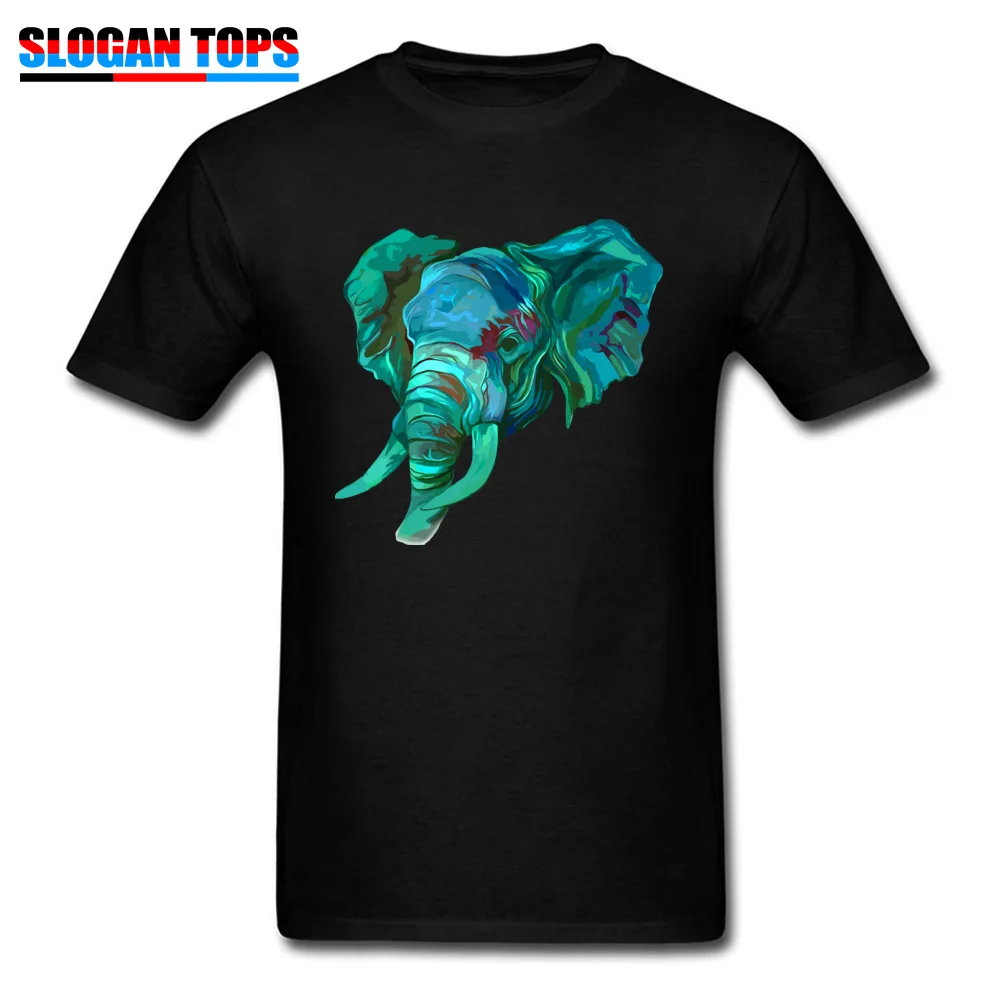 Young T-shirts Turquoise Elephant Head Funny T Shirt Cotton Fabric Crew Neck Short Sleeve Family Tops Shirts Autumn Turquoise Elephant Head black