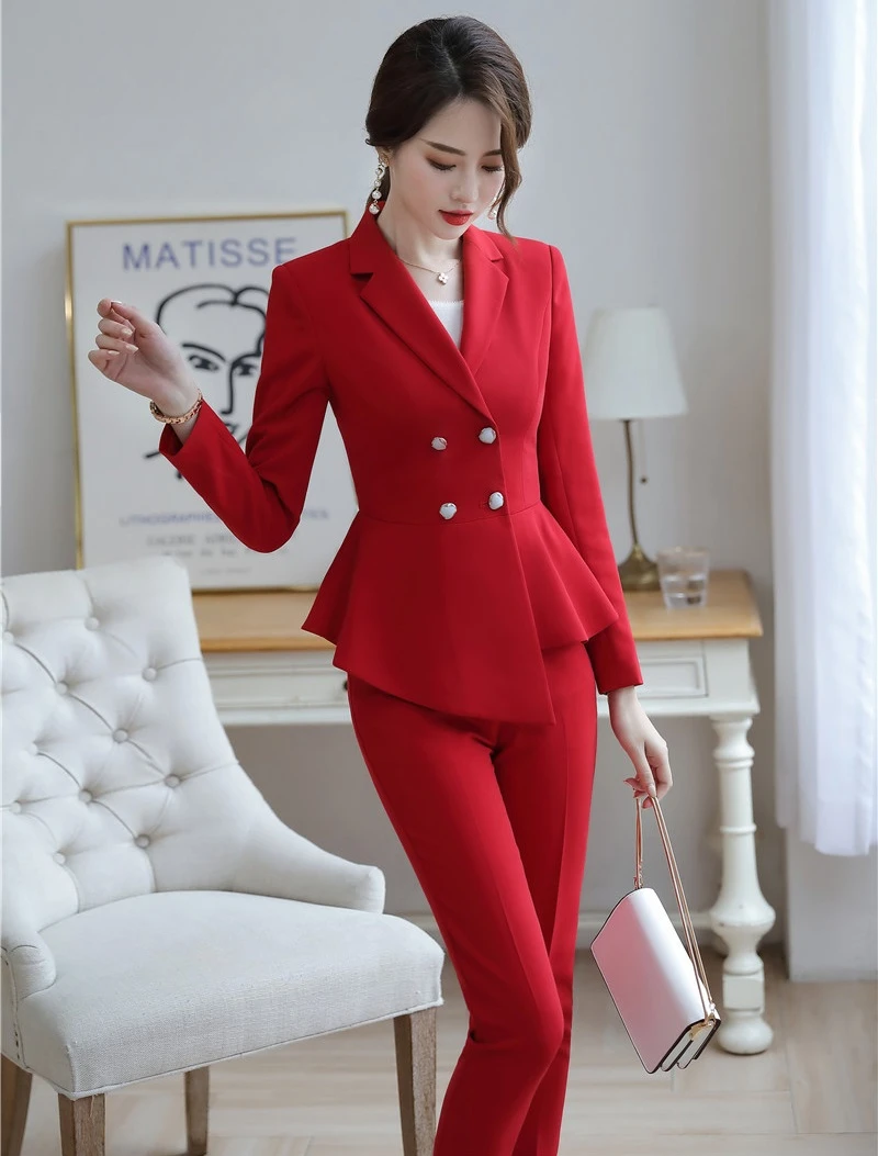 

Formal Women Business Suits With Pencil Pants and Blazers Coat Ladies Office Work Wear Trousers Sets Pantsuits Autumn Winter