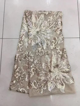 

French Nigerian net lace PWD18122901 African embroidery tulle mesh lace fabric with sequins for party dress