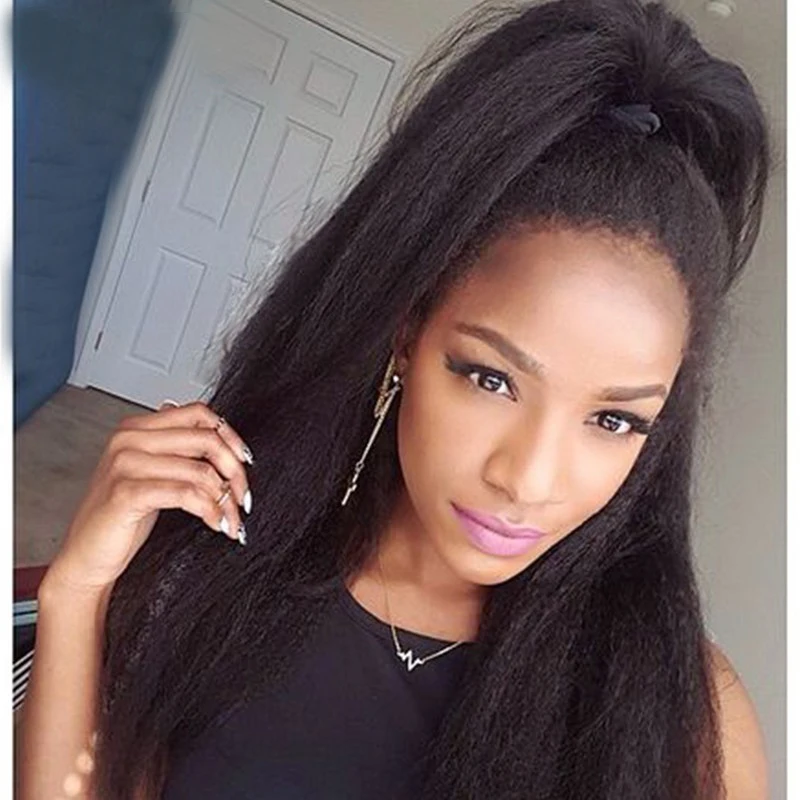 

360 Lace Frontal Closure With Baby Hair Kinky Straight Peruvian Virgin Hair 8A Pre Plucked 360 Lace Band Frontal Bleached Knots