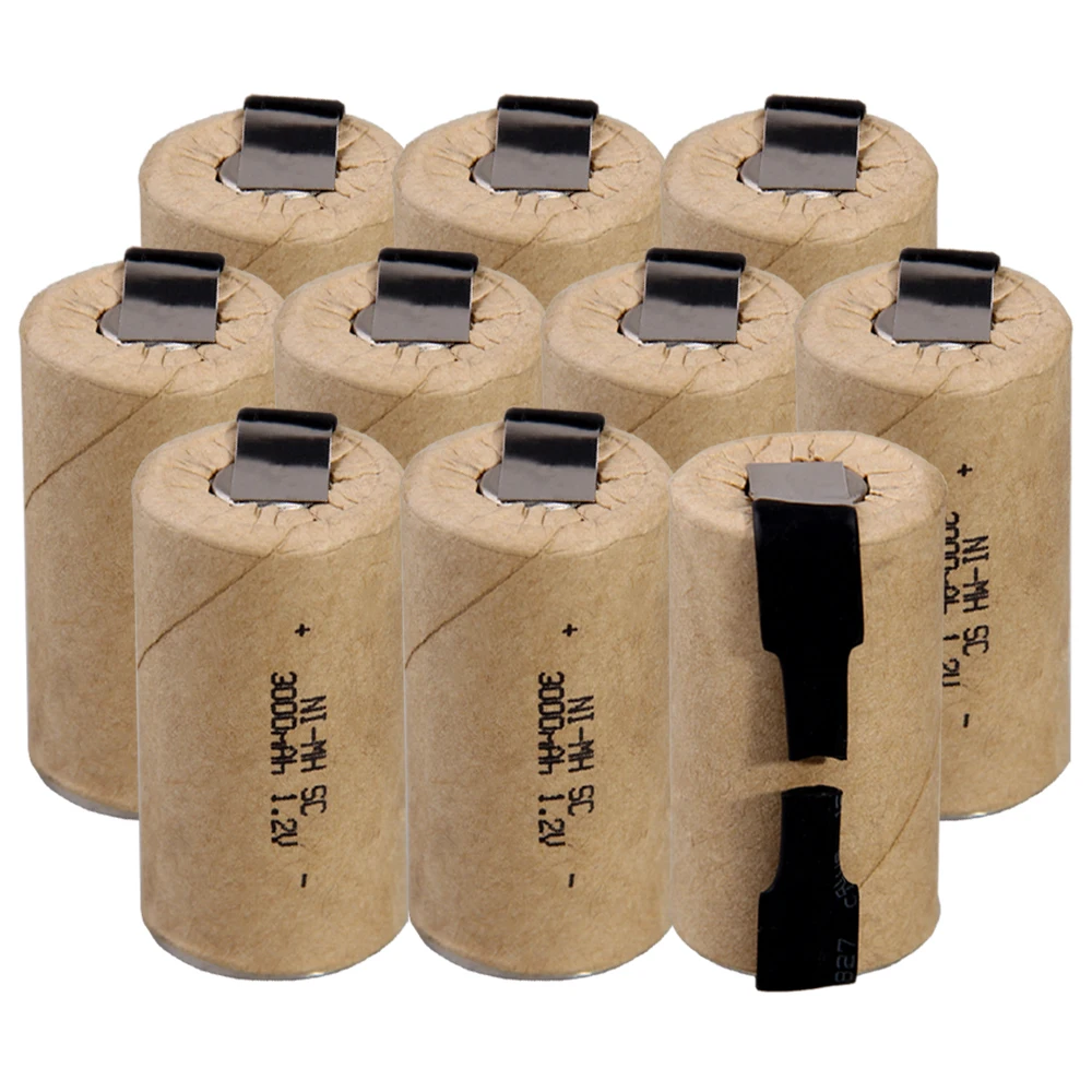 

Lowest price 10 piece SC battery 1.2v batteries rechargeable 3000mAh nimh battery for power tools akkumulator