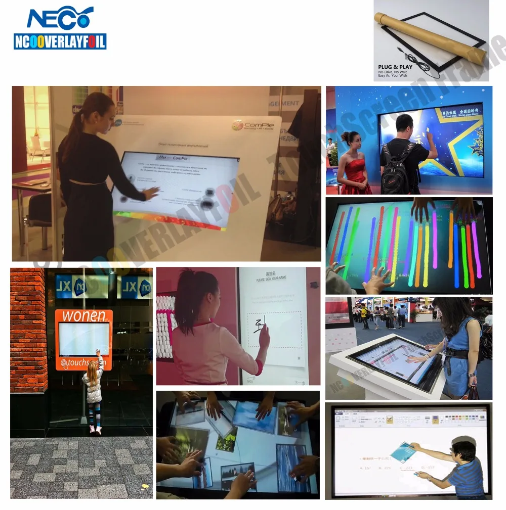 Новинка! Она поставляется бесплатно 50 дюймов ИК-рамка multi Touch комплект 16:9 10 точек касания USB кабель Plug and Play драйвер