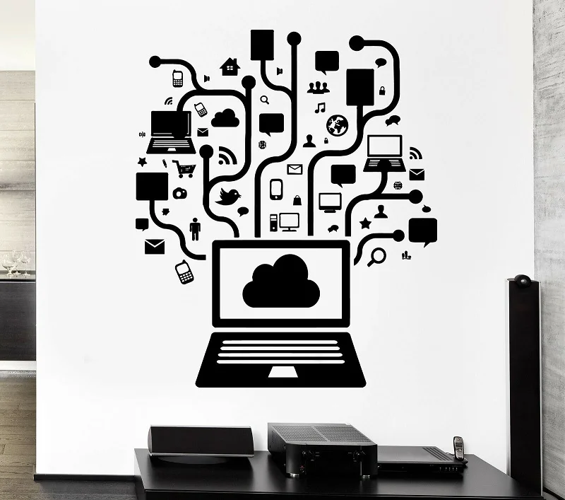 Wall Decal Computer Social Network Game Player Internet Youth PC Vinyl Wall Sticker, Internet Cafe, Game Hall Decoration  YX03