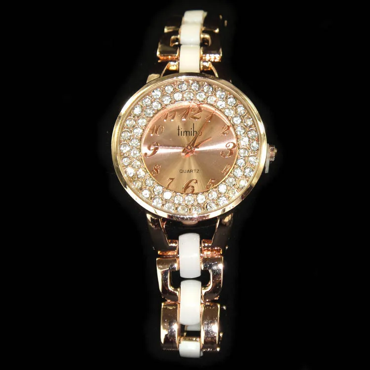 High end women watch 18 k gold plated diamond Female ceramic watches