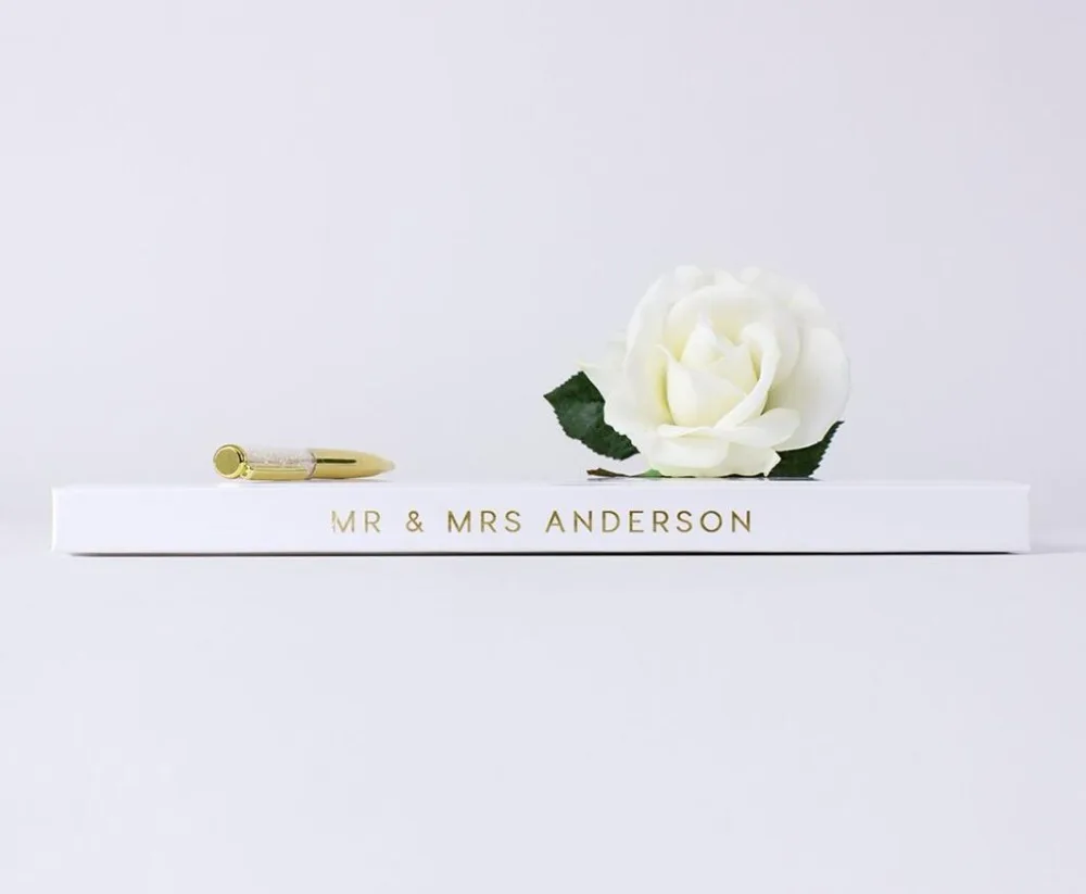 Personalized Guest Book Gold Calligraphy Alternative Guestbook Names and Date Wedding Journal A5 B5 size birthday ablum