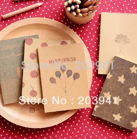 

1pc/lot Vintage Paint Pattern Star Balloon Tree Cherry Notebook Paper Notepad Memo Inner Page Pocket Book Kawaii Diary Book
