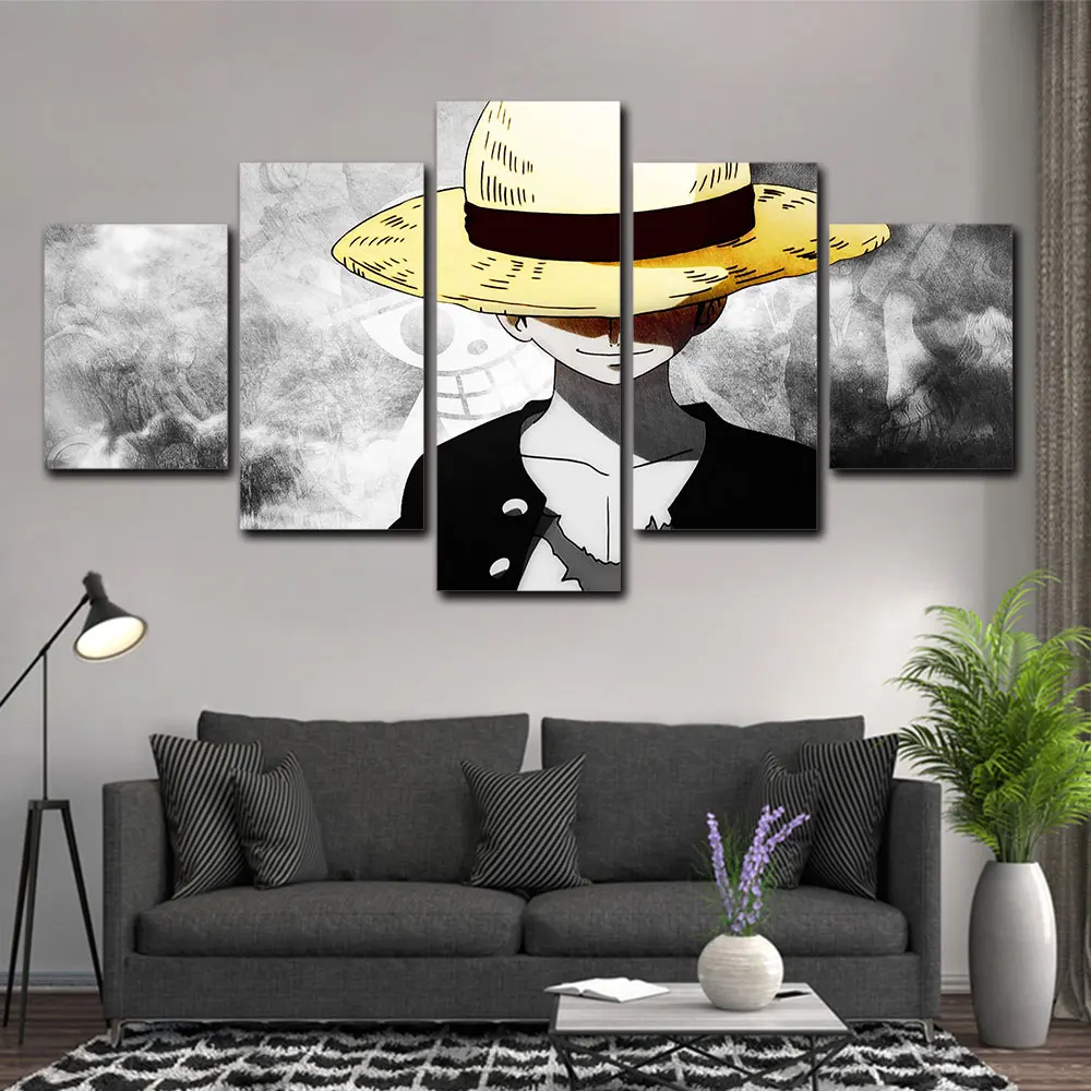 

One Piece Monkey D. Luffy Janpanese Anime Posters Prints Canvas Wall Art Modular 5pcs Painting Canvas Painting for Living Room