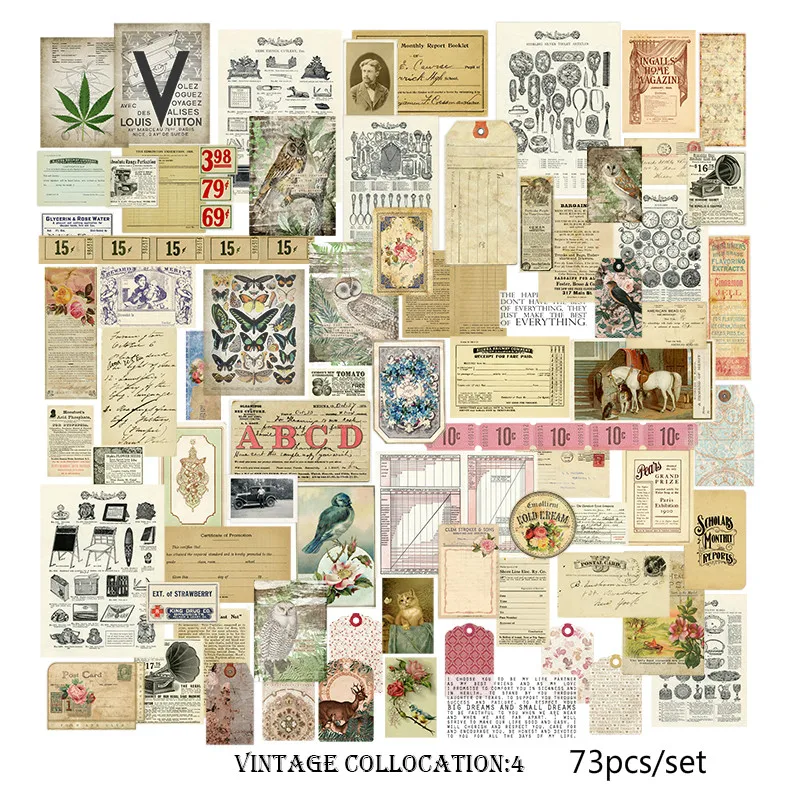 

KSCRAFT 73pcs Vintage Design Paper Stickers for Scrapbooking DIY Projects/Photo Album/Card Making Crafts