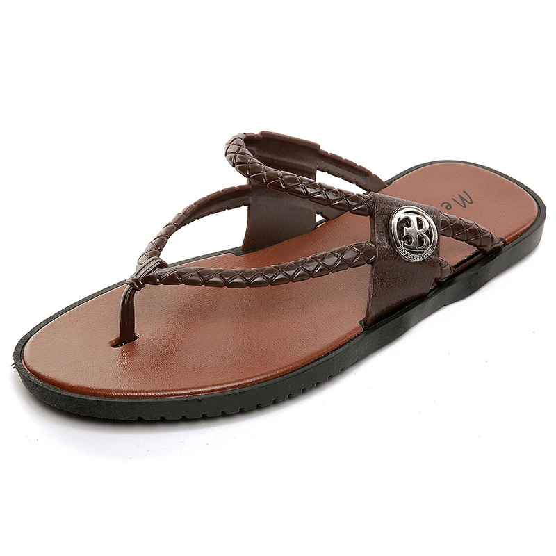 

New Summer Men's Leather Sandals Outdoor Casual Beach Flip Flops Sandals 2017 Fashion Breathable Casual Men Footwear Slippers