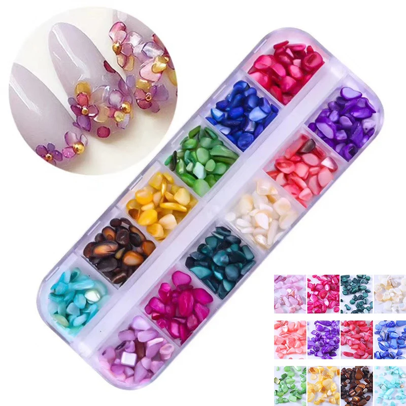 

12 Colors Fashion Nail Shell Stone Glitter DIY Manicure Marble Shell Crushed Stones Nail Art Decoration For Women Lady Girls