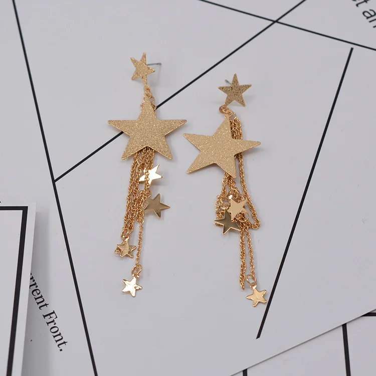 Fashion charms pentagram long earrings for women
