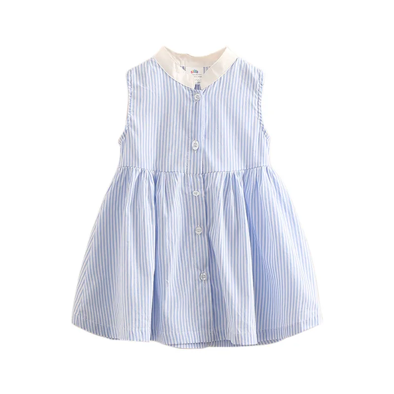 Baby Girl's Blue White Stripe Dresses Child Kid Girl Summer Sleeveless