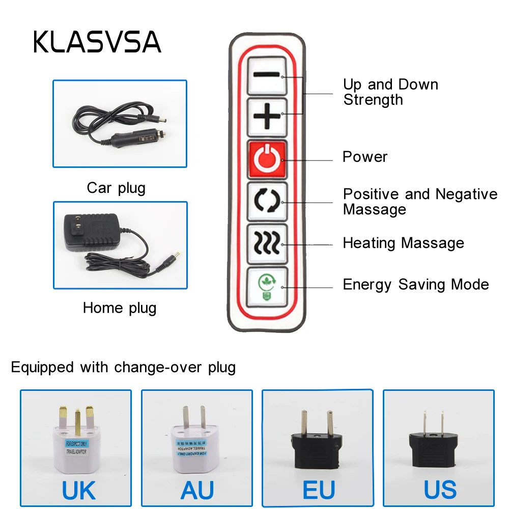 KLASVSA Электрический нагревательный автомобильный Домашний Массажер Для Шеи сзади мыс шиацу инфракрасный разминающий терапия Боль плечо массажер