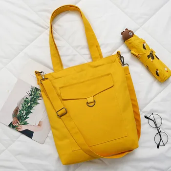 

Fashion Solid Color Simple Women Canvas Handbags Messenger Bags 2019 New Female Students School Bags Casual Soft Shoulder Bags