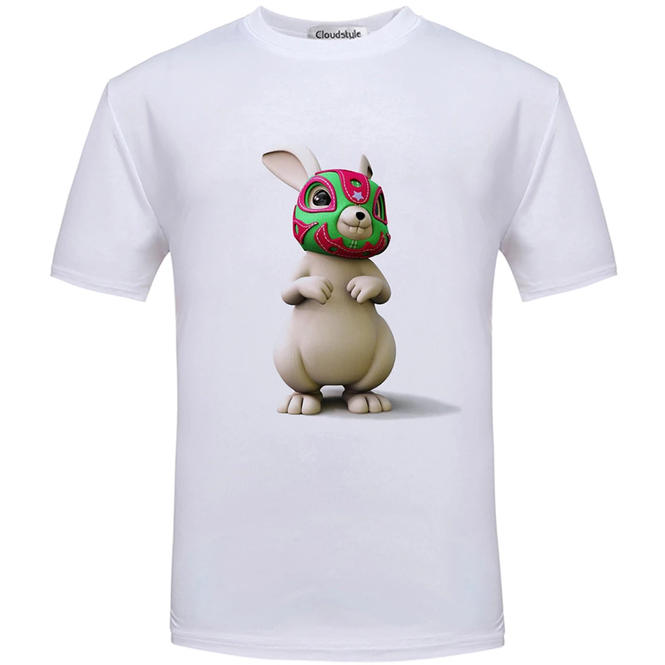 カラーウサギ白cloudstyle新しい到着ブランド服カミーサ夏ファッションtシャツフィットネス半袖レジャー