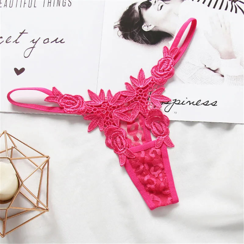 Brand Women Sexy Underwear Transparent Flower G String Pearls Thongs Women's Sexy Panties Lace Culotte Femme Sexy Lingerie