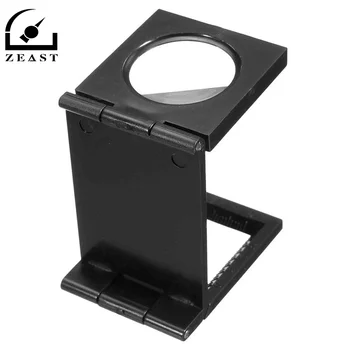 

10X 28mm Microscope Folding Magnifier Stand Loupe with Scale for Textile Optical Foldable Magnifying Glass Tool