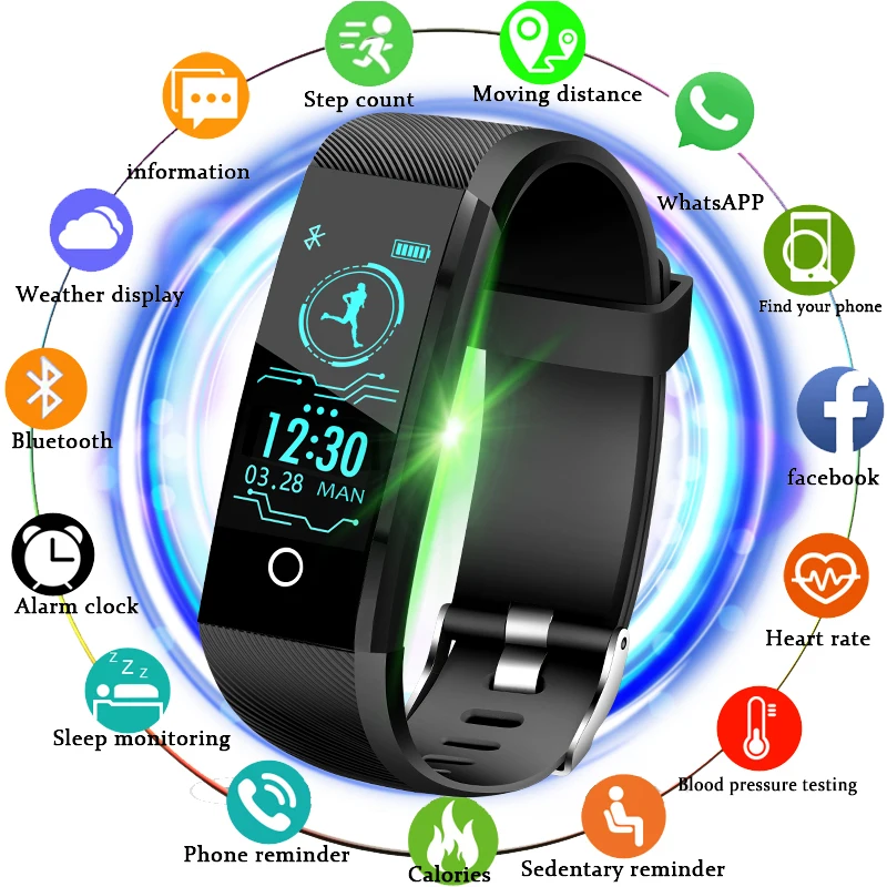 

BANGWEI Sport Watch Men IP67 Waterproof Fitness Smart Watch Blood Pressure Heart Rate Monitor Pedometer Information Reminder