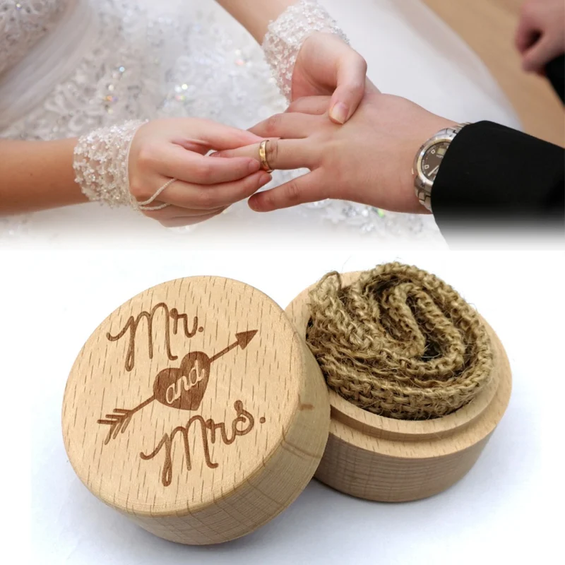 

18 Styles Personalized Rustic Wedding Wood Ring Box Holder Custom Wedding Ring Bearer Gift Box Decoration Holder