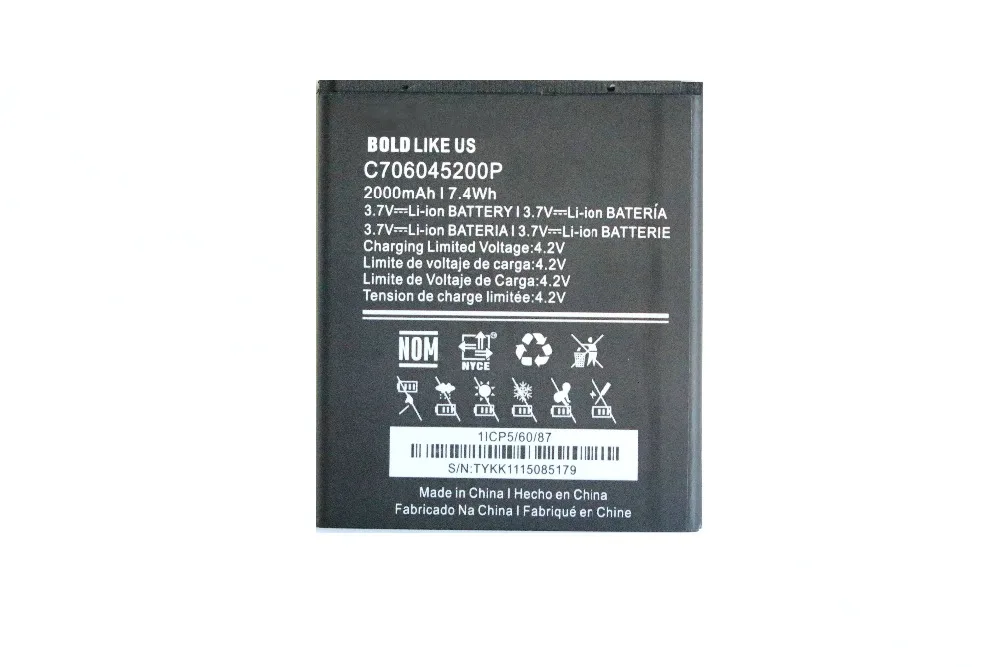 

1x 2000mAh C706045200P Replacement Li-ion Battery For BLU Studio C 5+5 S0050UU D890 D890U D890L Batterie Bateria Batterij