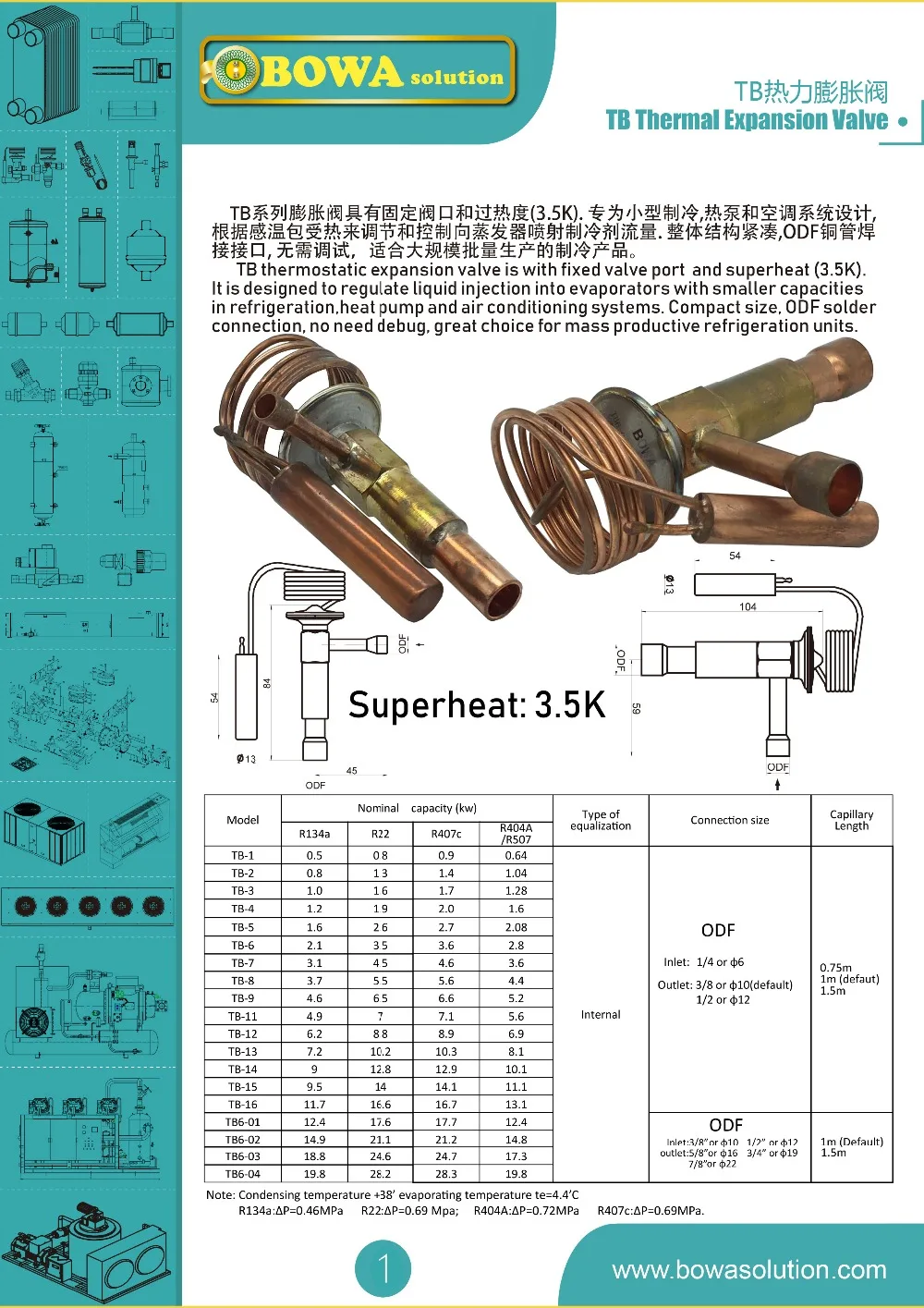 TB-16 фиксированный superheat TEV вместе с постоянным клапаном расширения& EPR обеспечивает полные решения дроссельной заслонки для производителей мороженого