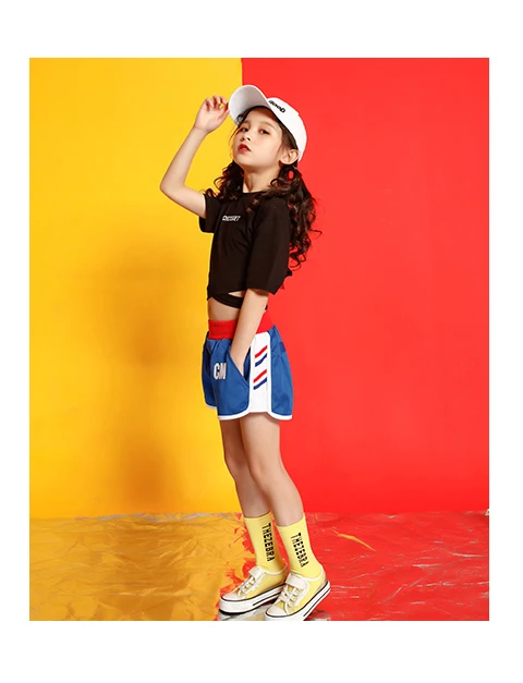 Girls boutique outfits 4 6 8 10 123 14 16 18 Years hip hop T shirt dance costume kids jazz girls summer clothes Girls set 140 (9)