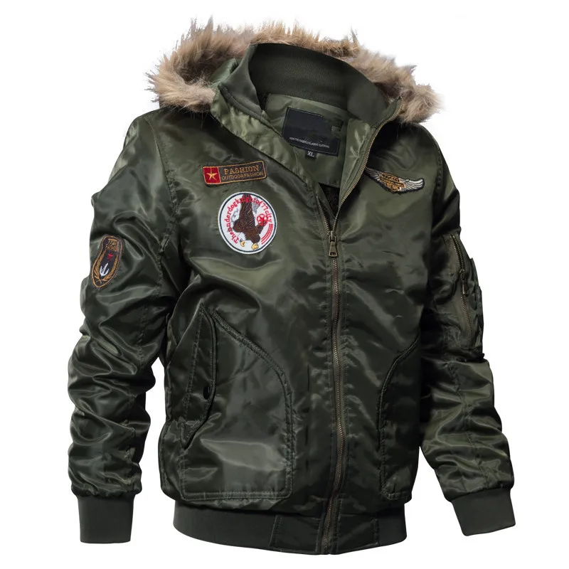 Зимняя куртка и пальто для мужчин, куртка-бомбер, пилот, Армейская, военная, грузовая верхняя одежда, тактические парки ВВС, теплая подкладка из шерсти, пальто с капюшоном