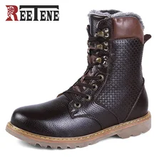High Quality Men Snow Boots 2016 Winter High-top Genuine Leather Handmade Brand Keeping Warm Men Winter Shoes