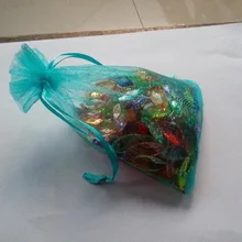 10*15 см 1000 шт. голубой подарок Сумки для ювелирных изделий/свадьба/Рождество/День рождения Пряжа сумка с ручками Упаковка Из Органзы Сумки