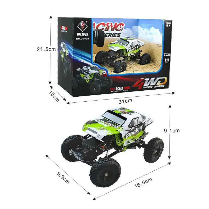 WLToys 24438 1:24 RC гоночный автомобиль масштаб 4WD внедорожный пульт дистанционного управления детские игрушки на радиоуправлении led с батареей