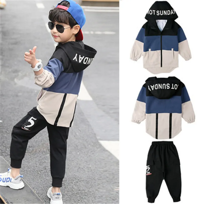 Комплект одежды для мальчиков куртка и штаны спортивный костюм из 2 предметов