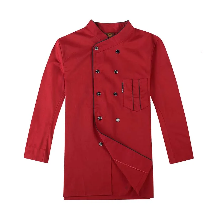 Download TOP unisex Chef Coat Unisex Long Sleeve Kitchen Chef Uniform Mock Wrap Tops Cooker Work ...