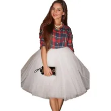 Красочная юбка-пачка Женская эластичная талия чай Длина Высокая талия миди юбка с 4 слоями Тюль одна подкладка женская модная юбка