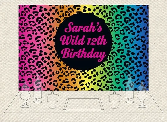 

Custom Leopard Rainbow Animal Birthday photography backgrounds High quality Computer print party backdrops