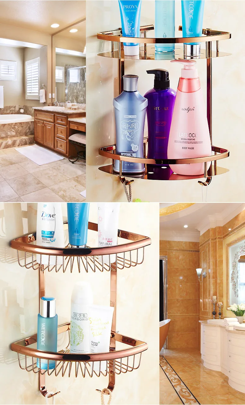 Ванная комната медь bathrom зеркало для макияжа Европейский цвета розового золота держатель для туалетной щетки двойной подстаканник Ванная комната аппаратных кулон набор