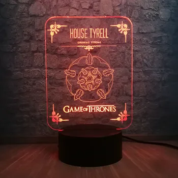 

House Tyrell Logo 3D LED Night Light 7 Color Changing Game of Thrones Table Desk Lamp Creative Home Decor Teen Fan Birthday Gift