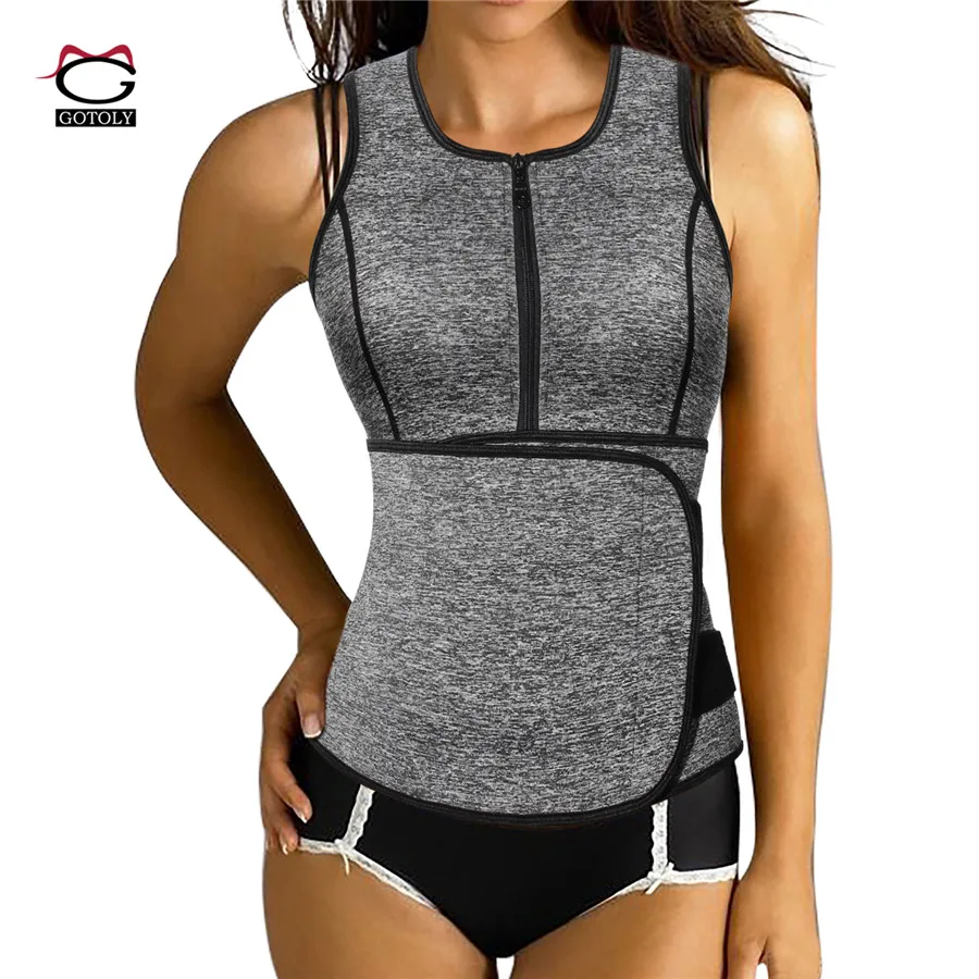 

Gotoly Waist Trainer Vest Hot Body Shapers Neoprene Zipper Paste Sauna Sweat Modeling Strap Shapewear Slimming Corset for Women