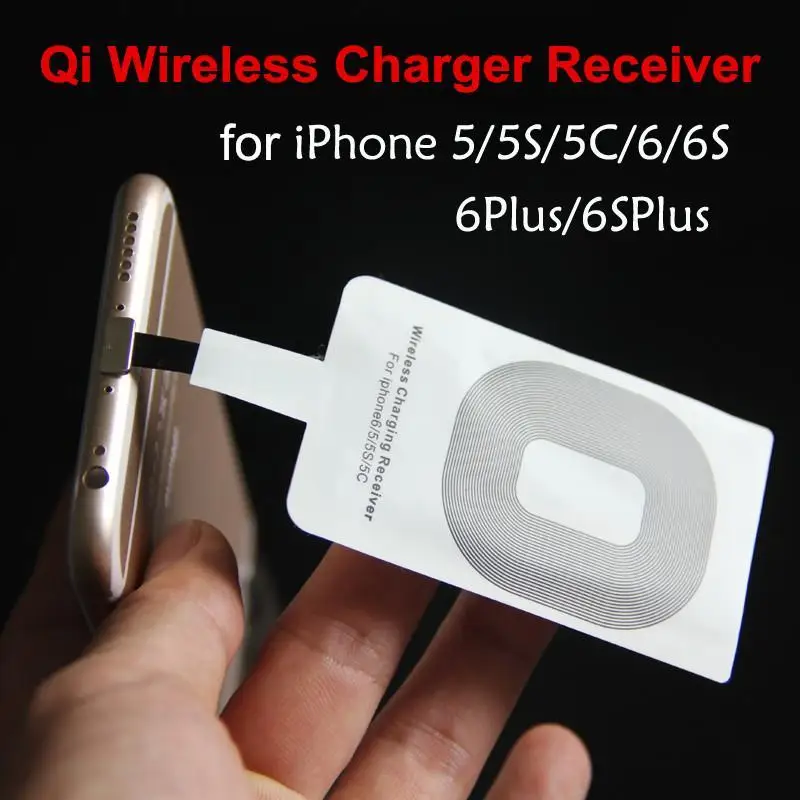 New Qi Wireless Charger Receiver Card for Apple iPhone 6 iPhone 6 Plus Mini Retina 8 Pin Charging Adapter Receptor Pad Coil