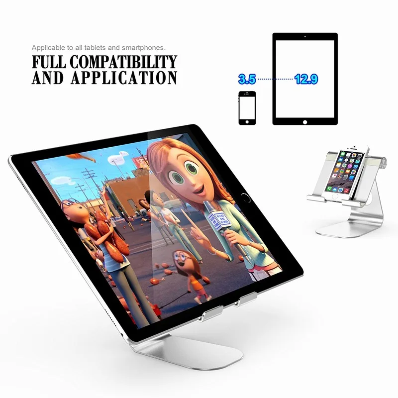 Portefeuille Adjustable Tablet Stand Holder Dock for iPad Pro 10.5 12.9 9.7 Air 2 mini Samsung Metal Aluminum Alloy Support Bed (7)