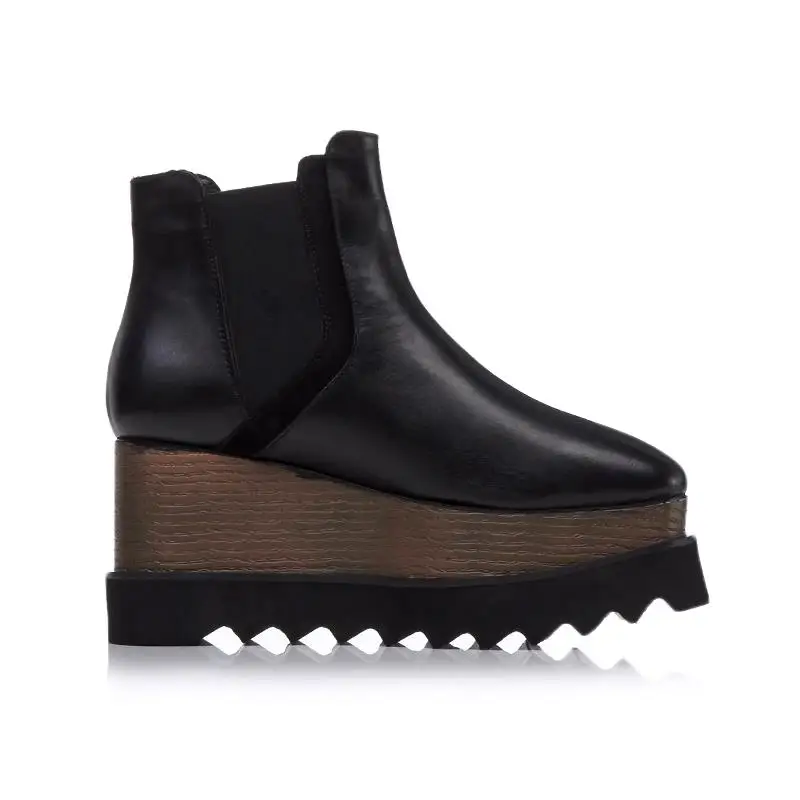 Cuir Véritable Plate Masgulahe De Femme Élastique Black Carré En Bande Pratique Automne Bottes Chaussures Orteil 2018 Cheville Mode forme TXOkZPiu