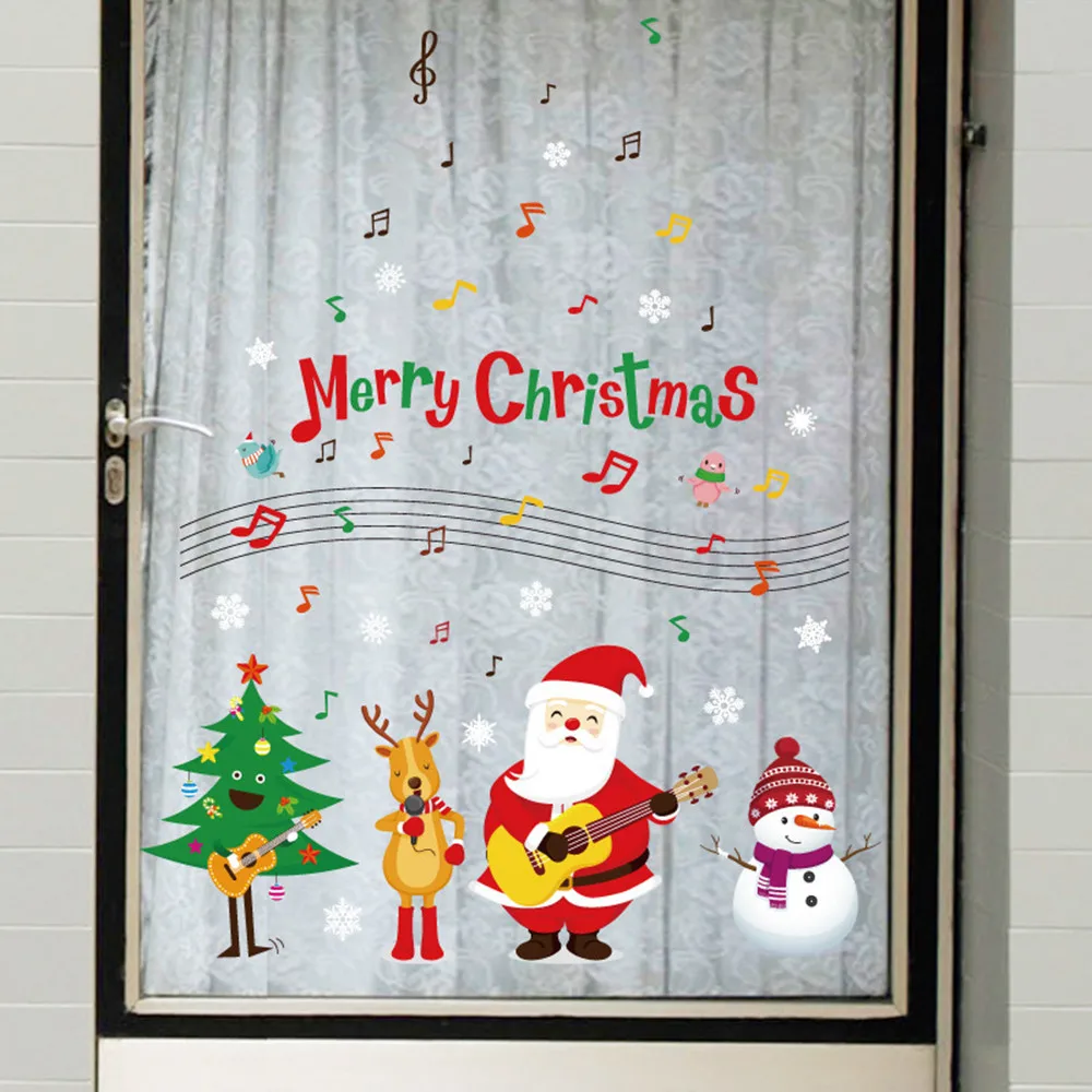 Счастливого Рождества стикер s Рождество Ресторан торговый центр украшение снег стекло окно съемный стикер s стикер стены украшение комнаты