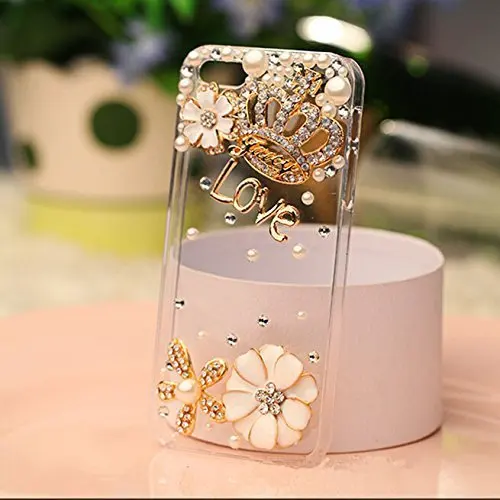 

For IPhone 11 Pro MAX X XS MAX XR 6 6Plus 7 8 Plus Case,3d Clear Bling Gold Crown Crystal Rhinestone Diamond Skin Case Cover