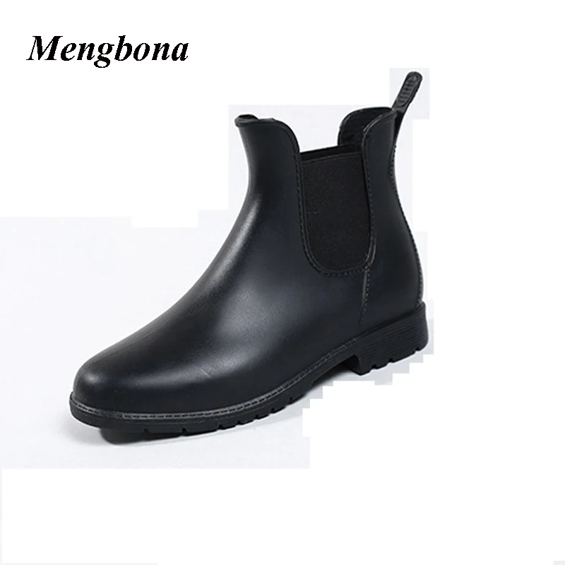 2016 Hot sale Fashion Black women rainboots waterproof ankle boots PVC rain shoes for women ...