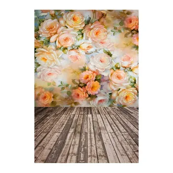 

5X7ft Vinyl Photography Backdrops Vintage Wood floor Flowers background Newborn baby Backgrounds for photo studio cm-6718