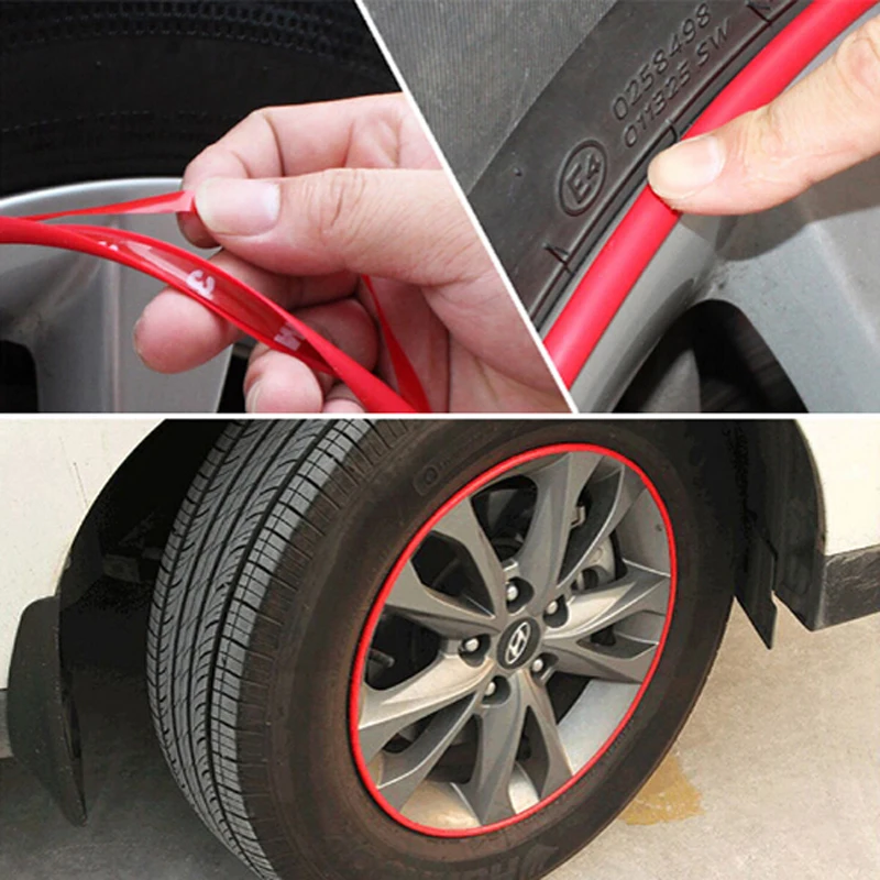 8M/set New Car Styling Auto Accessories Car Wheel Rim Wheel Ring Tire